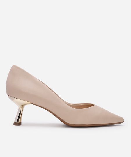 scarpin bico fino salto fino oneself bege 35