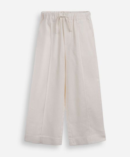 calça reta infantil com linho e nervuras cós  elástico bege 6 calça reta infantil com linho e nervuras cós  elástico bege 6