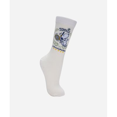 meia cano alto snoopy off white