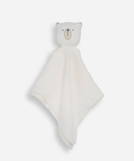 naninha infantil urso de algodão off white UNICO