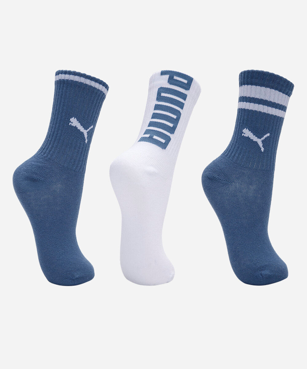 kit de 3 meias cano alto infantis puma colorido