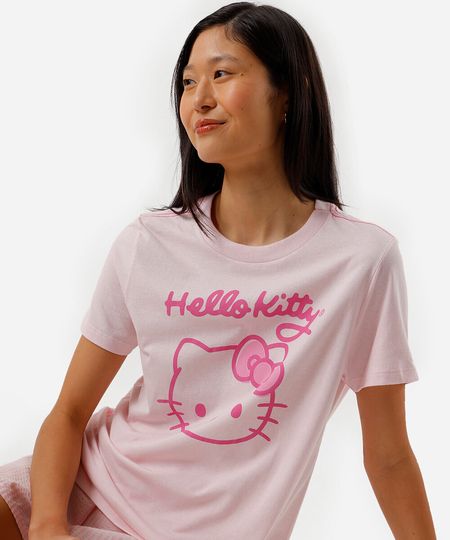 camiseta avulsa feminina de pijama em algodão hello kitty rosa P