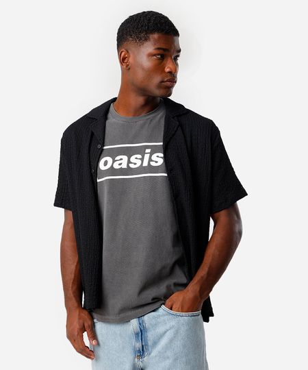 camiseta masculina de algodão oasis cinza PP camiseta masculina de algodão oasis cinza PP