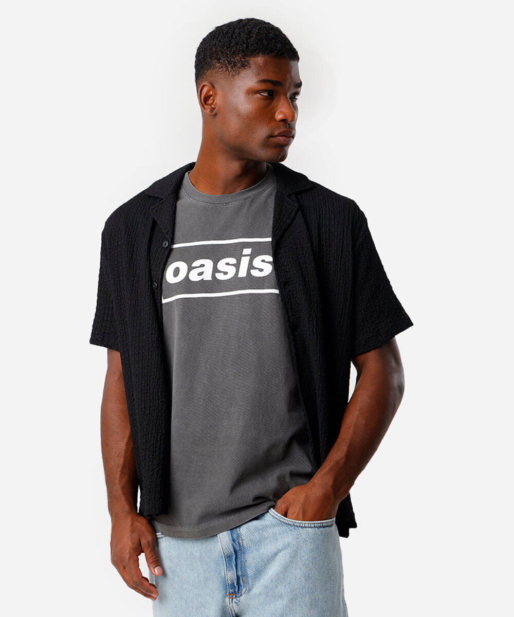 camiseta masculina de algodão oasis cinza