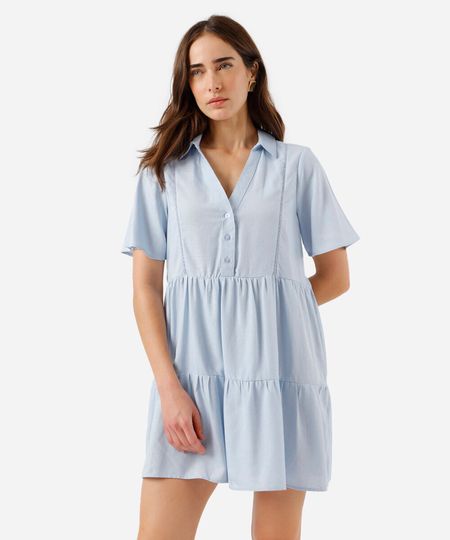 vestido curto feminino com linho azul PP vestido curto feminino com linho azul PP