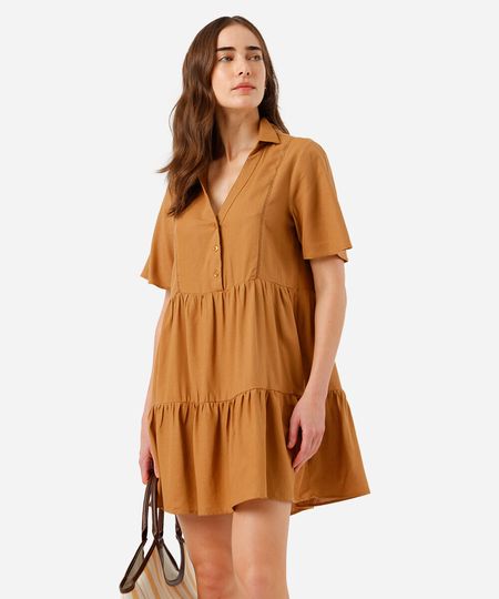 vestido curto feminino com linho bege PP vestido curto feminino com linho bege PP