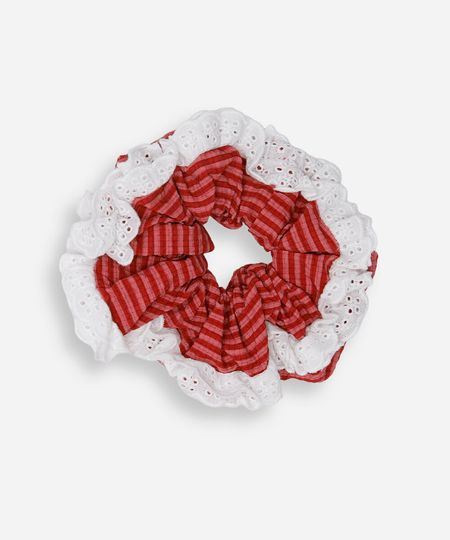 elástico de cabelo srunchie com laise listrado colorido UNICO