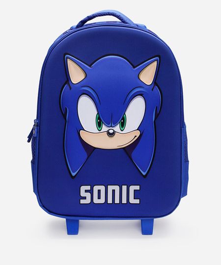 mochila infantil de rodinha sonic azul UNICO