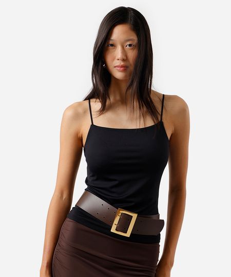 blusa alça fina feminina de poliamida preta P