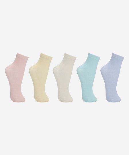 kit de 5 meias cano médio colorido 34-39 kit de 5 meias cano médio colorido 34-39