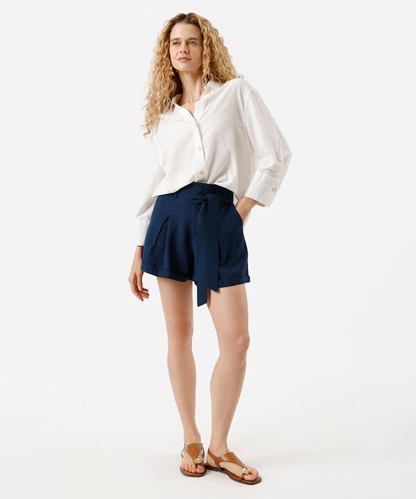 short de alfaiataria feminino com faixa azul 36