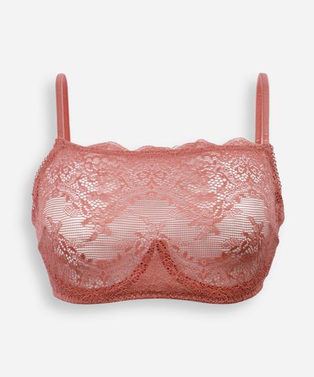 sutiã faixa de renda floral com aro rosa 42 sutiã faixa de renda floral com aro rosa 42