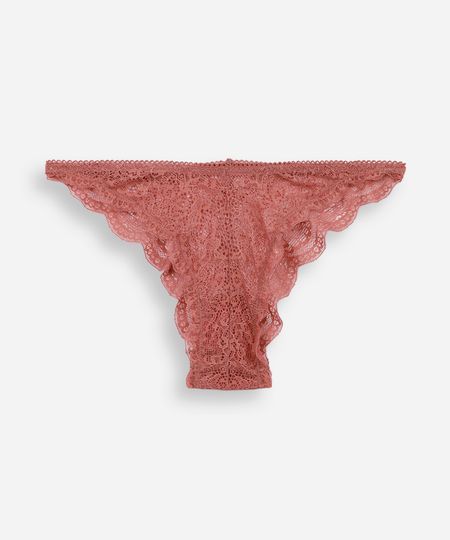 calcinha biquíni feminina de renda floral rosa M