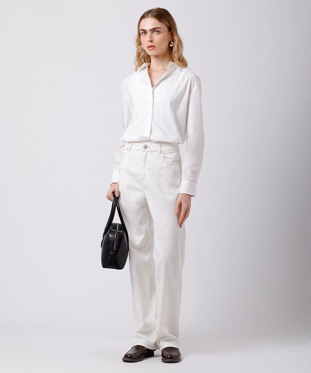 calça reta feminina de sarja mindset off white 40 calça reta feminina de sarja mindset off white 40