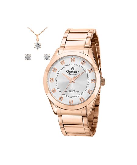 kit relógio feminino champion analógico ch24759e rosa UNICO kit relógio feminino champion analógico ch24759e rosa UNICO
