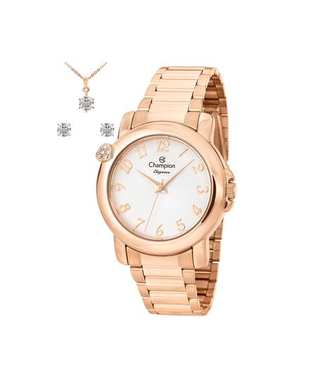 kit relógio feminino champion analógico cn26626e rosa UNICO kit relógio feminino champion analógico cn26626e rosa UNICO