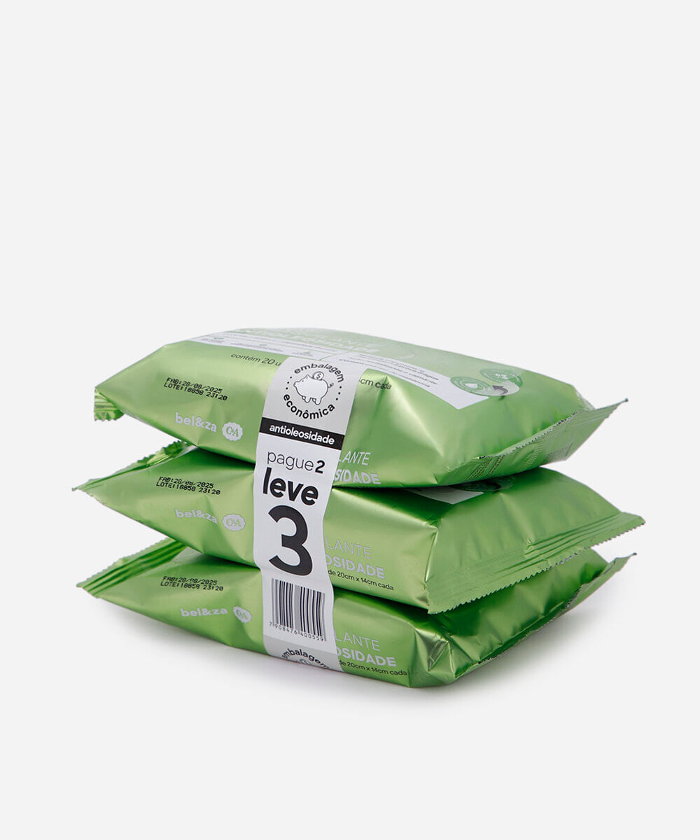 kit lenço de limpeza facial antioleosidade beleza cea