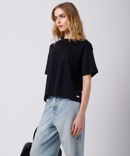 camiseta oversized feminina de algodão peruano interlock mindset preta P