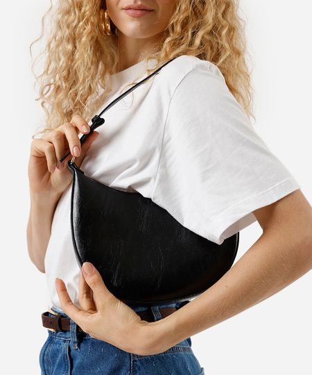 bolsa baguete alça fina preto UNICO