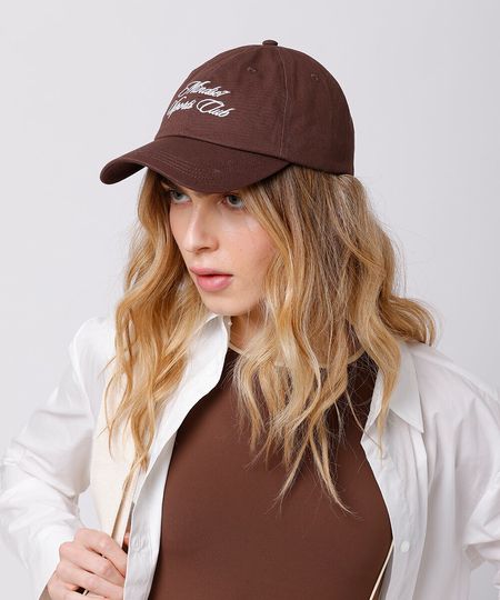 boné aba curva de sarja bordado mindset sport marrom UNICO