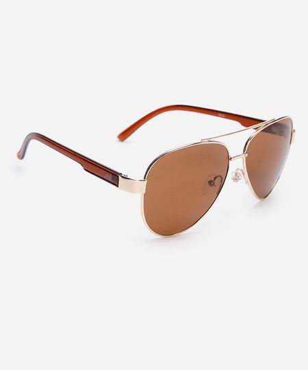 óculos de sol aviador ace  dourado UNICO
