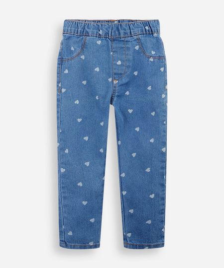 calça jeans infantil corações azul 2