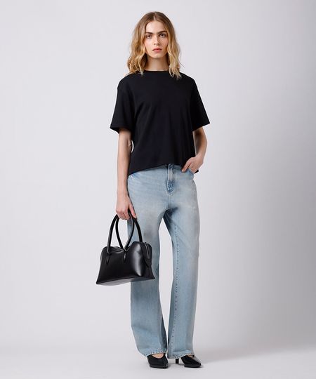 calça reta feminina jeans mindset azul 36