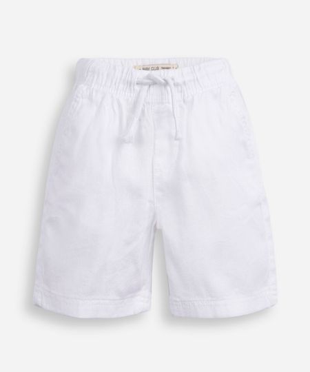 bermuda infantil de algodão com cós elástico branca 2