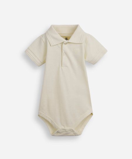 body polo infantil de algodão manga curta com bordado amarelo 3-6 body polo infantil de algodão manga curta com bordado amarelo 3-6