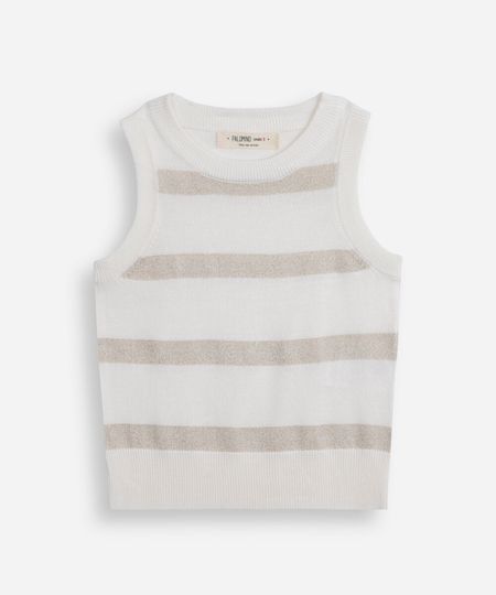 regata infantil de tricot com lurex listrada off white 6 regata infantil de tricot com lurex listrada off white 6