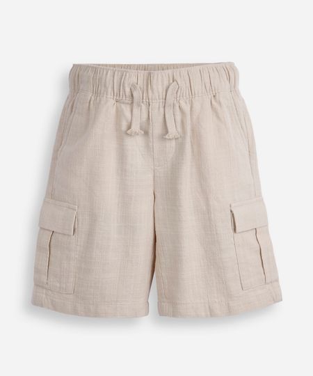 bermuda cargo infantil de algodão texturizada bege 6