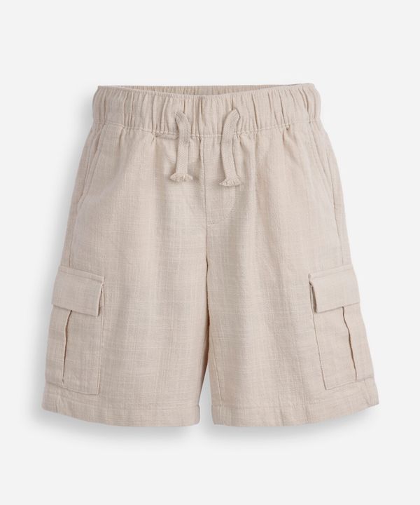 bermuda cargo infantil de algodão texturizada bege 6