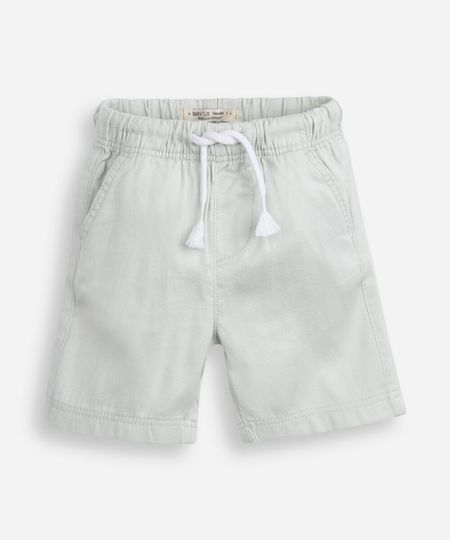 bermuda infantil de algodão com cós elástico verde 2
