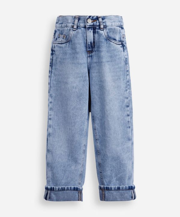 calça infantil jeans com barra dobrada azul 6