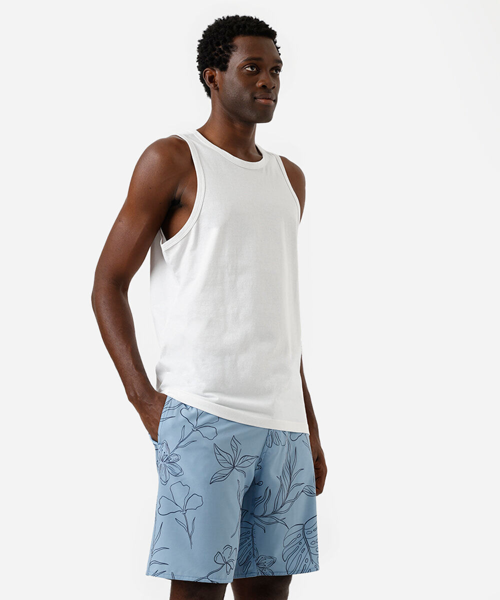 bermuda boardshort masculina floral azul