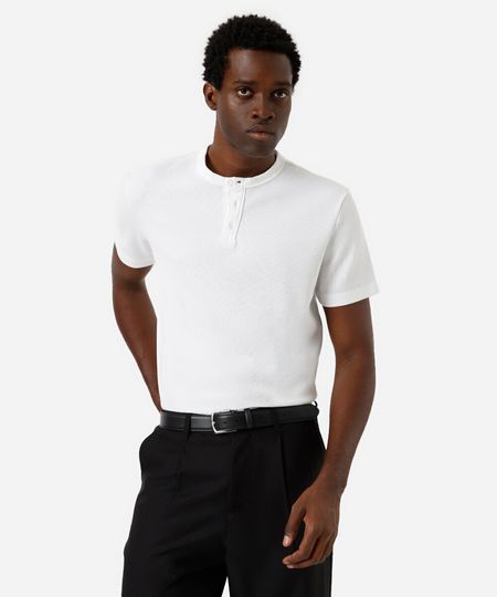 camiseta masculina henley comfort branca P