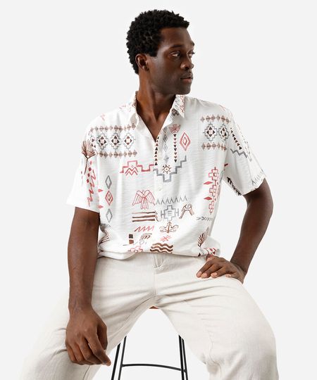 camisa masculina de viscose manga curta colorido P