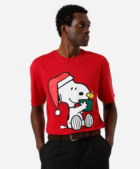 camiseta natalina manga curta snoopy vermelho M camiseta natalina manga curta snoopy vermelho M