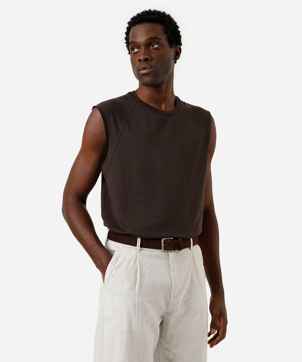 regata machão raglan marrom