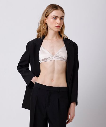 sutiã triângulo feminino franzido acetinado mindset bege 40