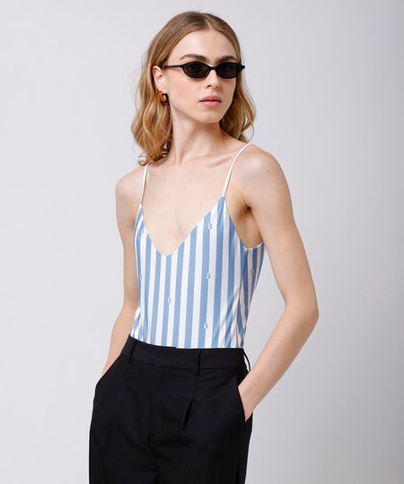 maiô alça fina feminino listrado mindset off white P maiô alça fina feminino listrado mindset off white P