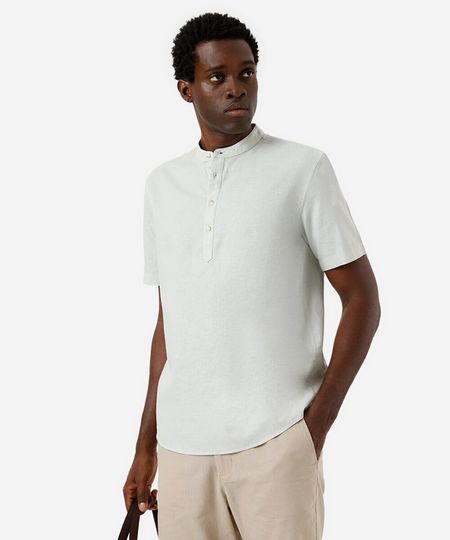 bata masculina de linho e algodão manga curta verde GG bata masculina de linho e algodão manga curta verde GG