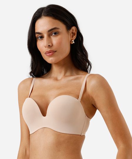 sutiã meia taça feminino com alças removíveis bege 40