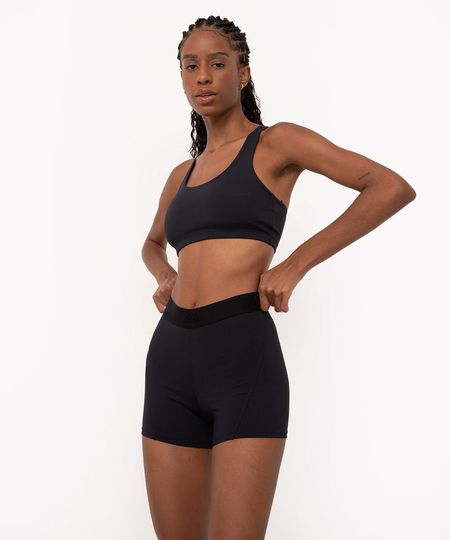 short feminino com recortes esportivo ace preto P