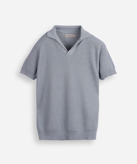 polo juvenil de tricot texturizada azul 10 polo juvenil de tricot texturizada azul 10