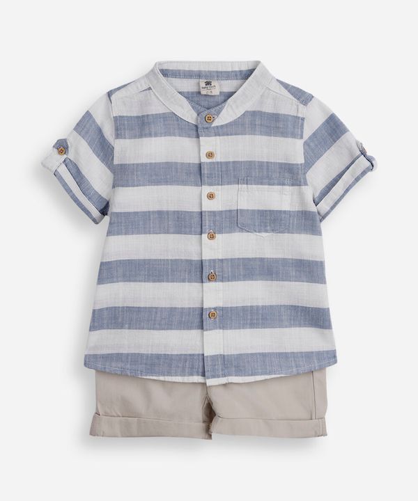 conjunto curto infantil listrado azul 3-6