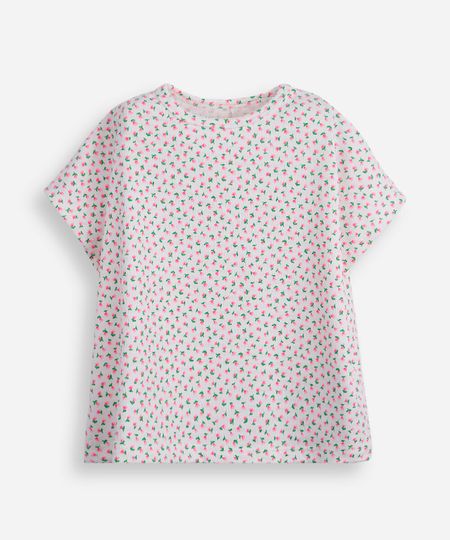 camiseta infantil canelada floral off white 8 camiseta infantil canelada floral off white 8