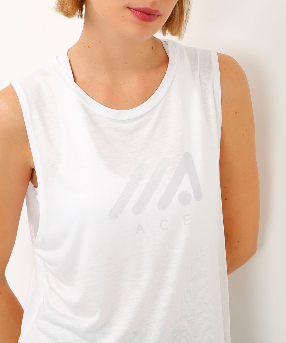 regata de viscose esportiva ace branca