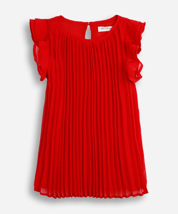 vestido plissado infantil babado vermelho 2