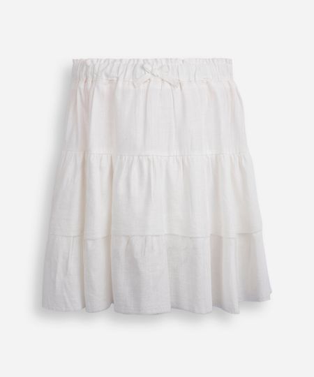saia juvenil de viscose com marias off white 12 saia juvenil de viscose com marias off white 12